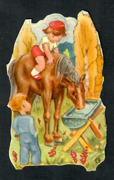 Sagokonst 23 - Lapset ja hevonen - 1940-luvulta!!!