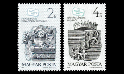 Unkari 3918-9 ** Postimerkin päivä veistos (1987)