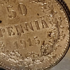 50 penniä 1915 hopeaa kolikko suomi - pikkukuva 1