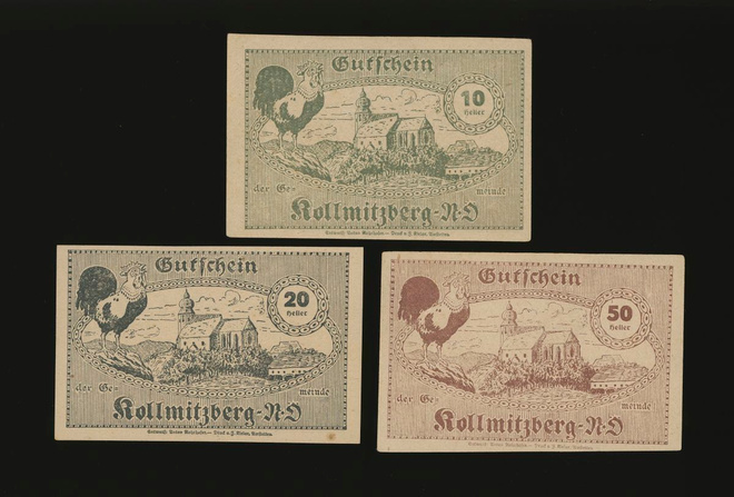 Itävalta 10, 20, 50 Heller, Kollmitzberg 1920