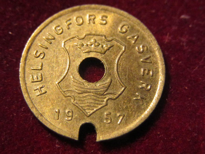 Helsingin kaasulaitos 1957. Kaasupoletti-Gas token