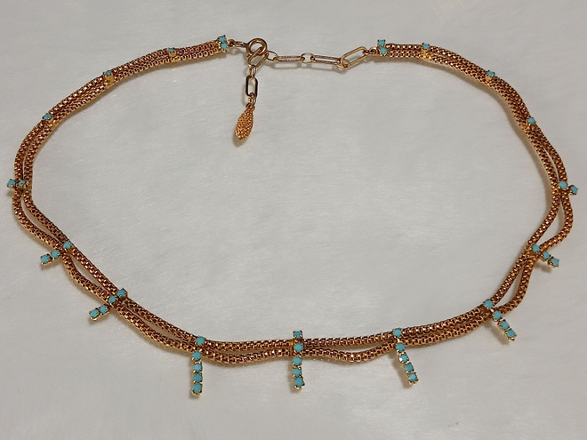 1970-luvun Mesh kaulakoru cabochon-koru, kaulakoru,