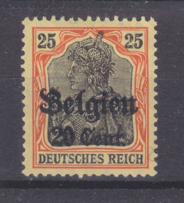 Saksa WW1 saksan posti belgiassi Mi 17 liimakkeellisena.