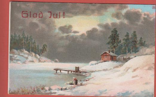 Rudolf Åkerblom Nainen avannolla,  talvimaisema