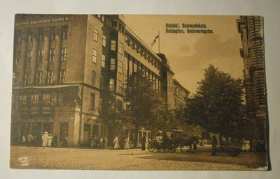 Helsinki, Bulevardia, raitiovaunu, vossikka, mv pk, ei p.
