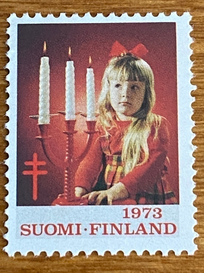 JOULUMERKKI TYTTÖ JA KOLME KYNTTILÄÄ 1973**
