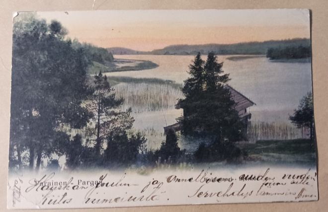 Parainen, talas, lahti auringon laskiessa, p. 19?