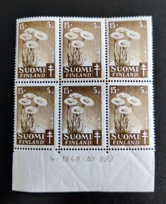 1949 Tuberkuloosi 15mk+5mk numerokuusilo **
