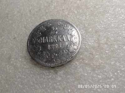 2 mlk Hopeaa 1865 kulkenut siisti raha Kl 7-8