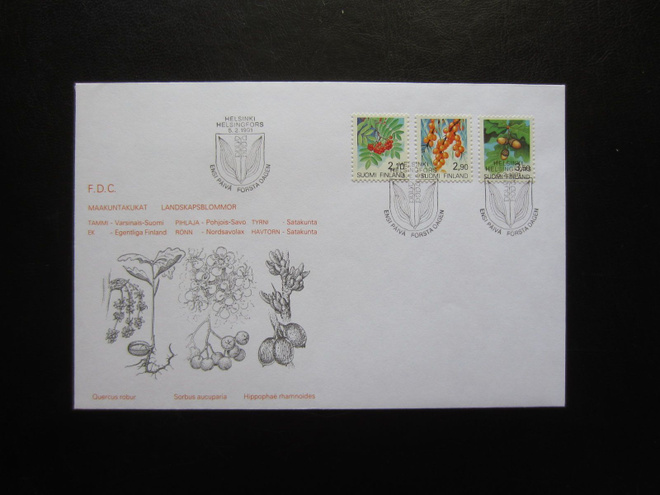 FDC 1991 Yleismerkit 2,10, 2,90 ja 3,50 mk
