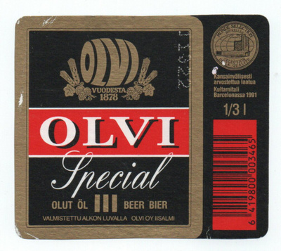 OLVI Issalmi. Specialn III olut Etiketti