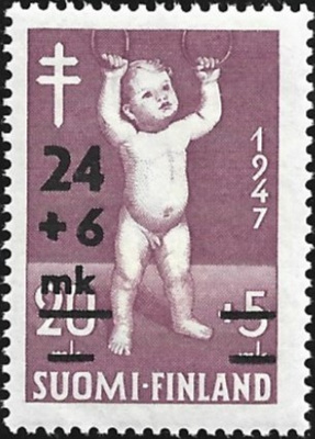 1948 Tuberkuloosi lisäpainama 24 mk + 6 mk ** LaPe 355 II