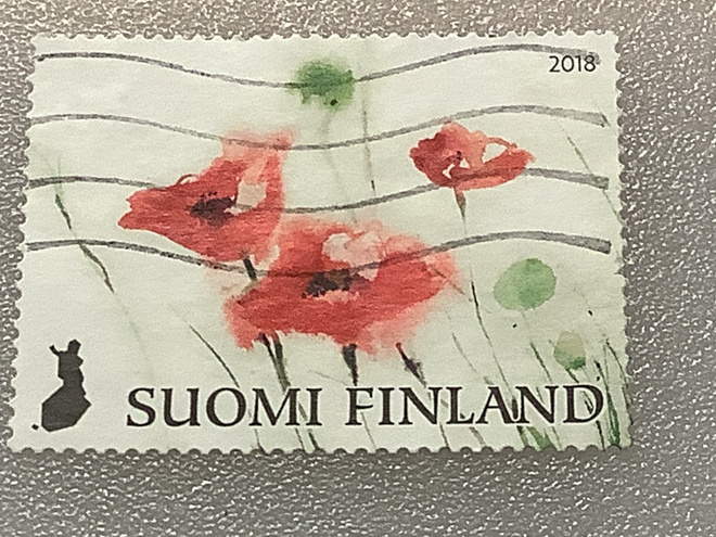 2540/ 2018 Onnenkukkia 5/5 o leimattu