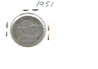 1 Escudon kolikko 1951 Portugali