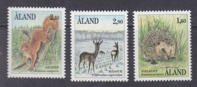 Ahvenanmaa 1991 nisäkkäitä sarja postituoreena.