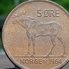 Norja 5 Ore 1962. Ronssivärinen kolikko. Halkaisija - 26 mm - pikkukuva 3