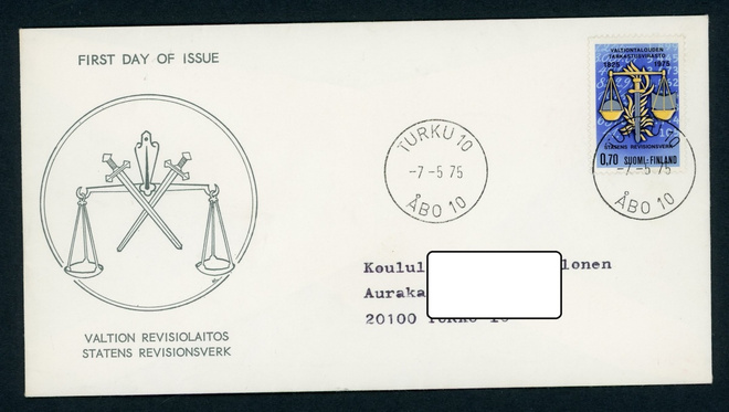 FDC 1975 Valtiontalouden tarkastusvirasto Turku-leima
