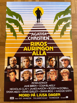 Vanha elokuvajuliste: Rikos auringon alla (Hercule Poirot)