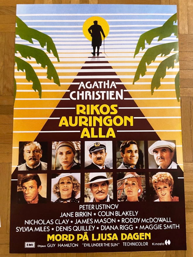 Vanha elokuvajuliste: Rikos auringon alla (Hercule Poirot)