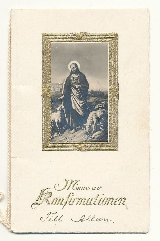 Jeesus lampaineen - pienehkö vanha taittokortti