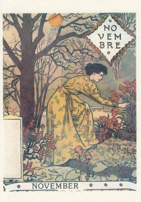 Eugene Grasset: Marraskuu (postikortti)