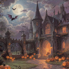 Halloween linnan piha täynnä kurpitsoja - pikkukuva 1