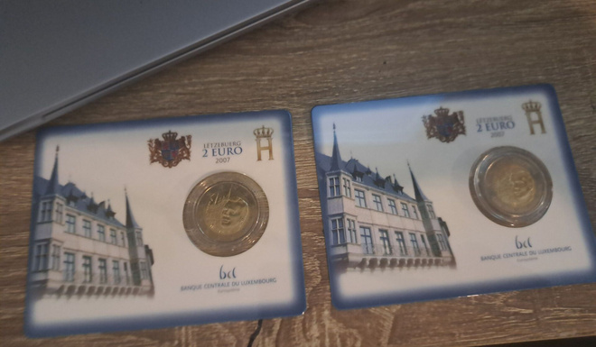 Luxemburg 2007 2 € Suurherttuan palatsi COINCARD 2xkpl