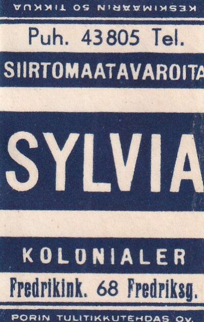 SYLVIA. Fredrikink. 68. Siirtomaatavaroita  s18