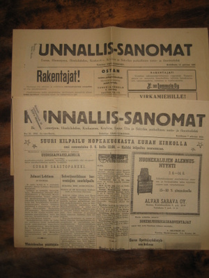 Sanomalehti  Kunnallis-Sanomat  2 kpl