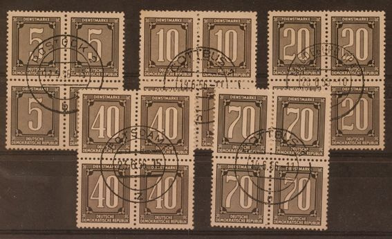 # 23130 # DDR . Mi.DB 1-5 loisto leimatut neliöt