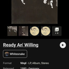 WHITESNAKE - READY AN' WILLING LP - pikkukuva 3