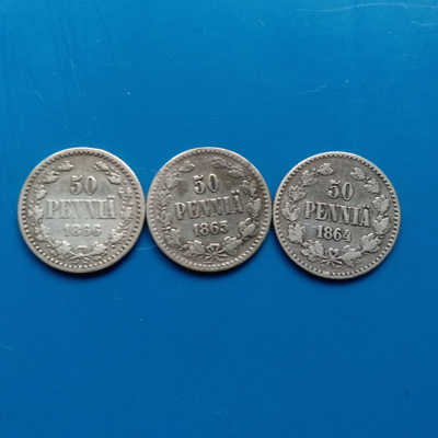50 Penniä 1864, 1865 ja 1866