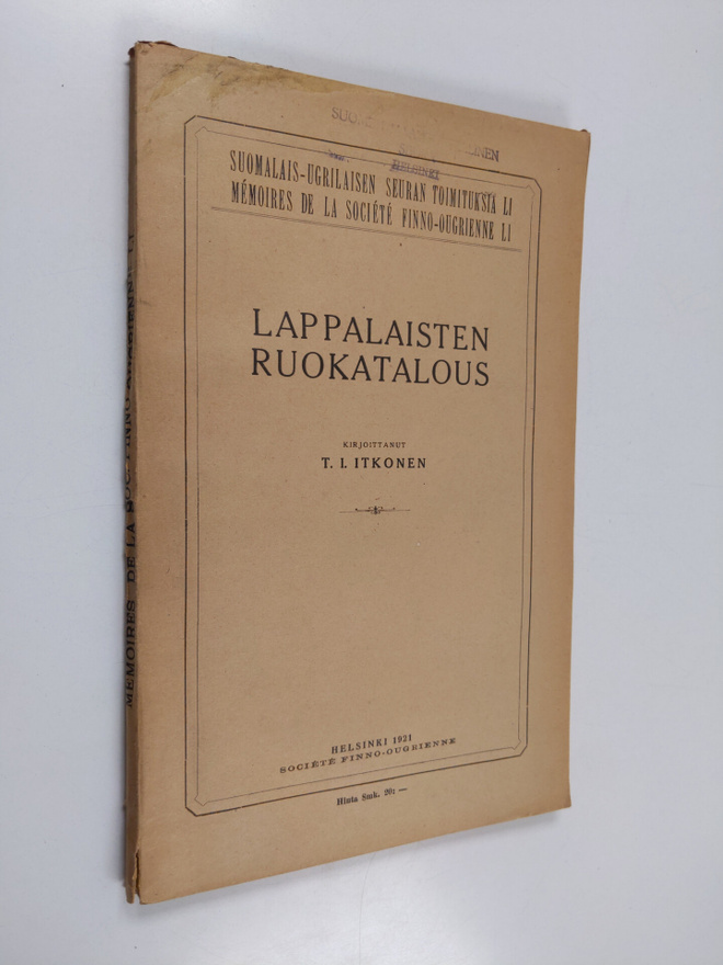T. I. Itkonen : Lappalaisten ruokatalous