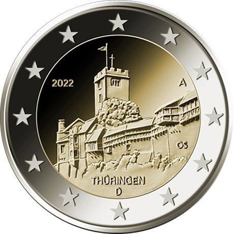 ** SAKSA 2€ 2022 Thüringen -sarja ADFGJ pillereissä **