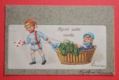 Vanha uudenvuoden kortti kulk. 1912