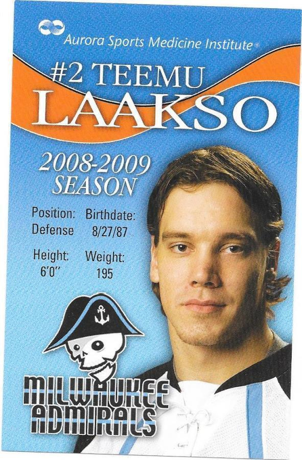2008-09 Milwaukee Admirals TeamIssue #2 Teemu Laakso HIFK