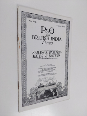 P & O and British India Lines : Sailings, Passagerates & ...