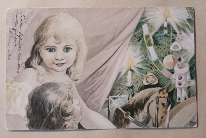 Lapset ihailevat joululahjoja ja joulukuusta, p. 1905