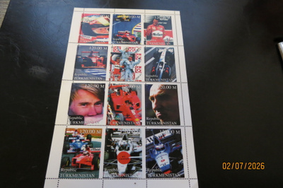 FORMULA 1 AIHEINEN POSTIMERKKIARKKI