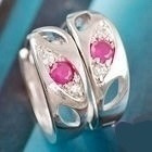 + 385 .. 14k Valkokulta Duble Red Ruby .. Korvakorut - pikkukuva 4