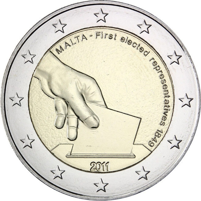 ** MALTA 2€ 2011 Ensimmäiset vaalit pillerissä **