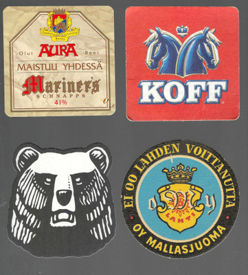 4 KPL LASINALUSIA AURA, KOFF,KARHU JA OY MALLASJUOMA