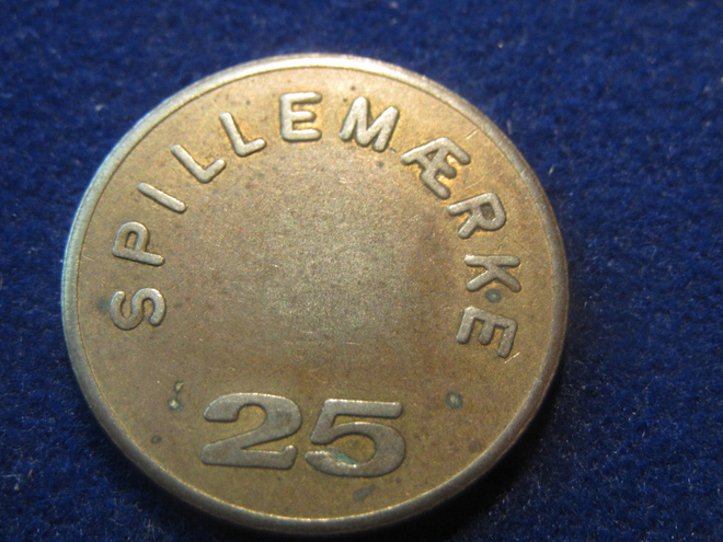 Spillemärke25. Pelikonepoletti- Arcade token. Tanska-Denmark