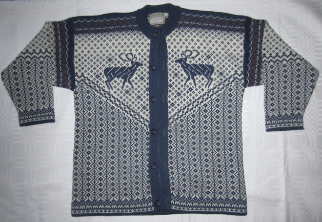 Norjalainen retro kirjoneuletakki, 100 % villaa