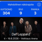 Def Leppard Helsinki 16.6.2026 - pikkukuva 1