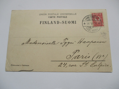 1914 Hämeenkyrö kortti Pariisiin