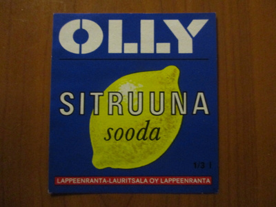 VANHA JUOMAETIKETTI - OLLY SITRUUNA SOODA (K16-S31)