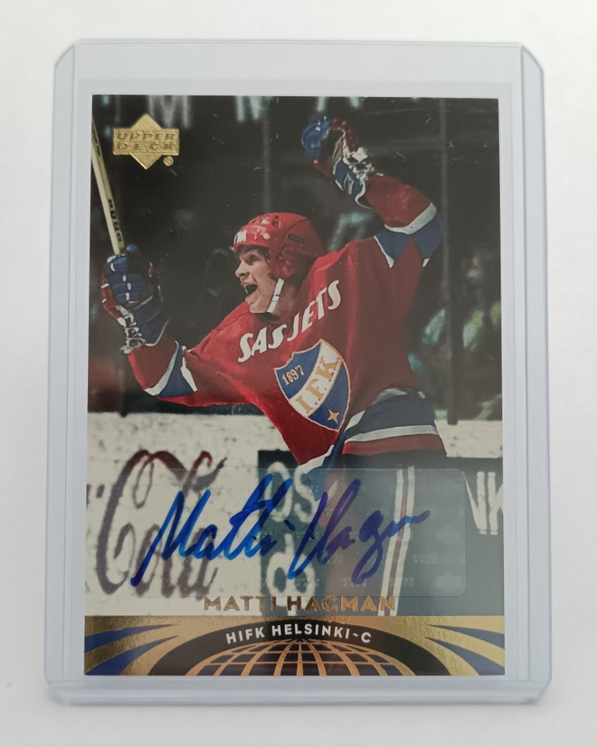 2004-05 UD Hockey All World Edition auto Matti Hagman Hifk