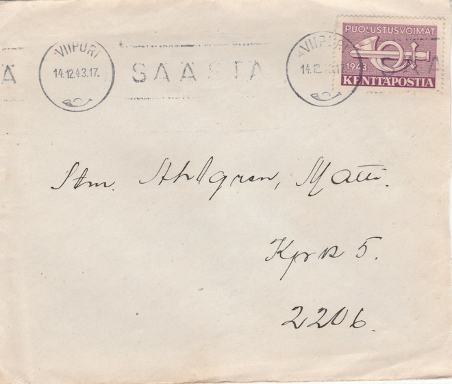 1943, Kirje Viipuri--Kenttäpostiin, Kenttäpostimerkki
