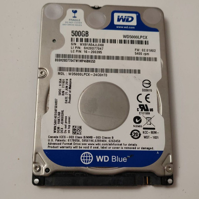 Western Digital kovalevy, 500 Gt SATA 2,5''
